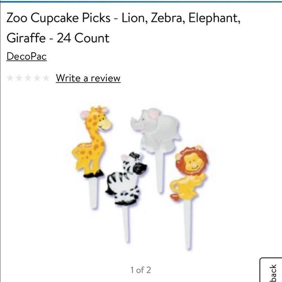 Zebra, elephant, lion and giraffe cupcake toppers - Picture 1 of 1
